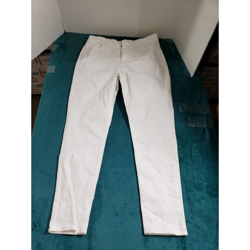 Loft Jeans Size 10 Womens White Denim Stretch Pants Mid Rise Curvy Skinny